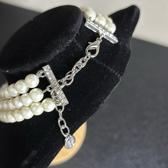 Stella & Ruby Pearl Rhinestone Elegant Formal Fancy Necklace Collar Statement‌ - Picture 4 of 11